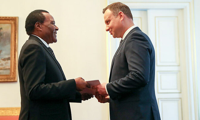 Amb. Tibaleka presents credentials to Polish President Amb. Tibaleka presents credentials to Polish President