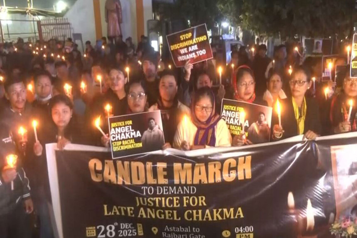 Tripura: TISF holds candle march in Agartala, demanding justice for Angel Chakma