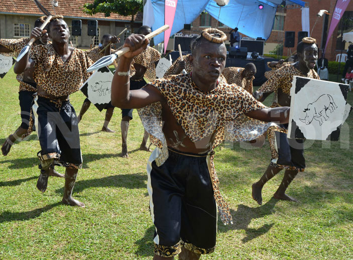  niks students from northern and eastern ganda performing iri a war dance