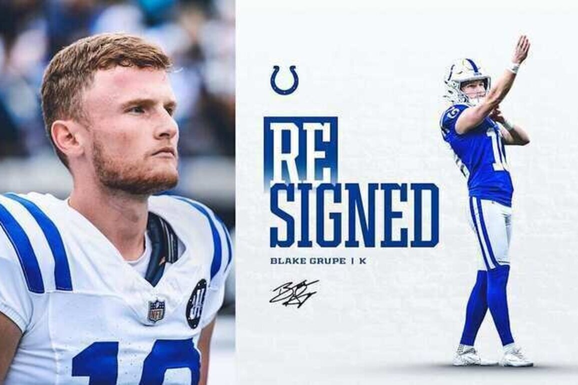 Colts re-sign K Blake Grupe