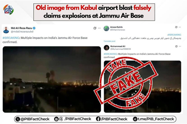 PIB Fact Check debunks false claims of Pakistani attacks on Jammu Air Base, Hazira Port