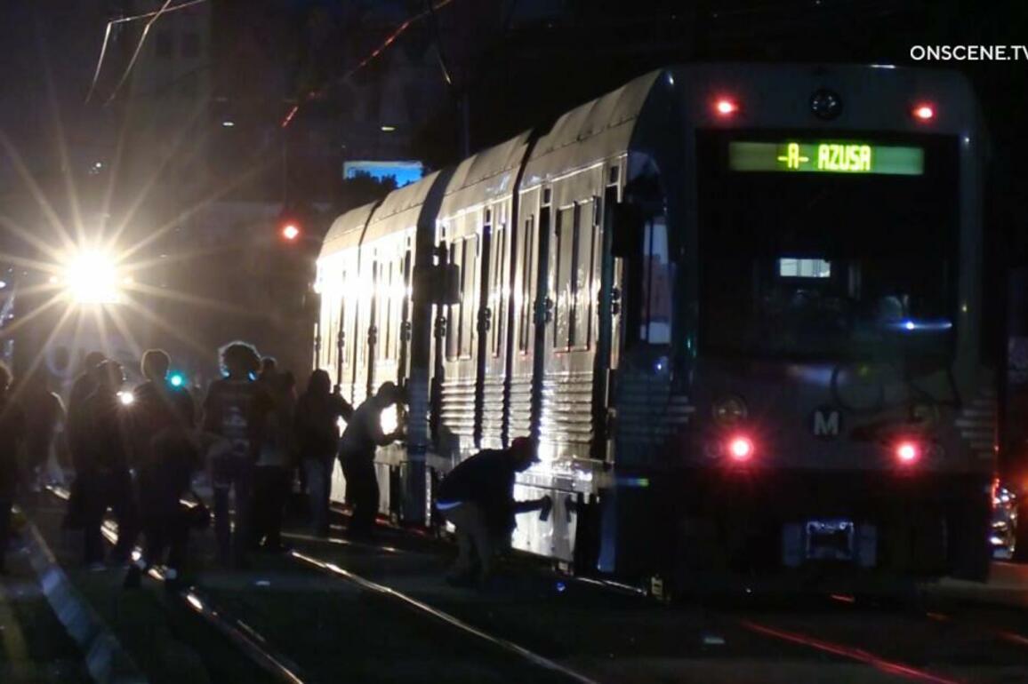 Late-night mob wreaks havoc in downtown L.A., tags buildings, trains