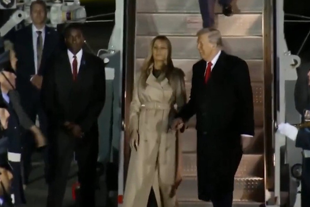 US President Trump, First Lady Melania arrive at Winfield House in London