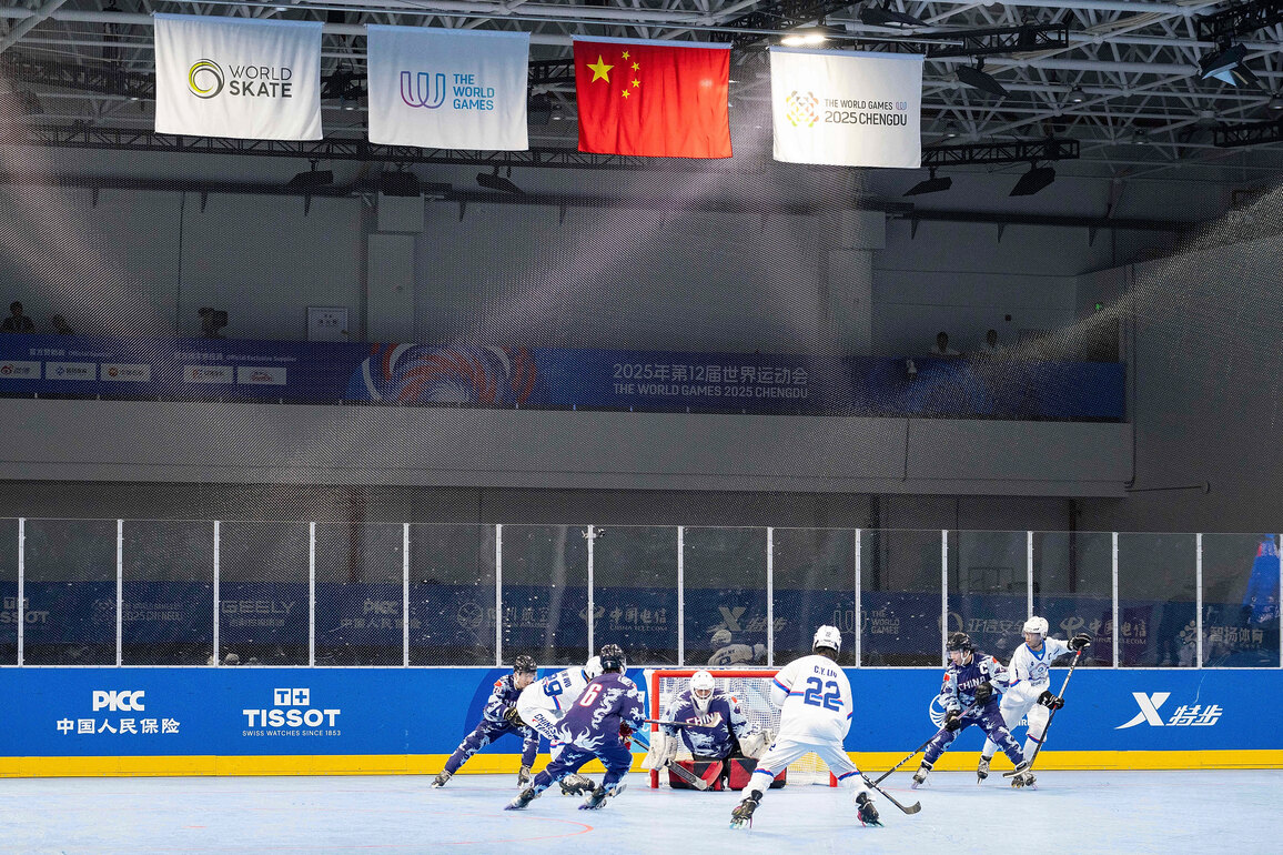 (SP)CHINA-CHENGDU-THE WORLD GAMES 2025-INLINE HOCKEY-MEN'S PRELIMINARY ROUND-TPE VS CHN (CN)