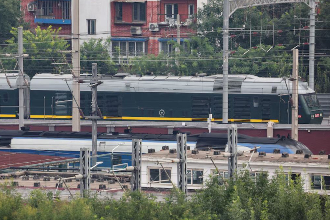 North Korean leader boards armoured green train for China visit