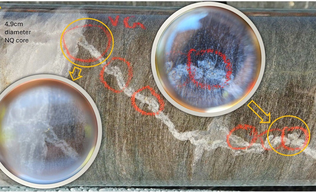 Visible gold logged in drill core from Bronzewing South 