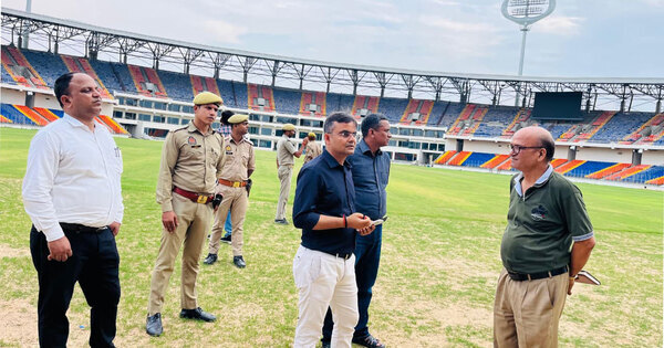 Varanasi DM inspects under-construction International Cricket Stadium in Ganjari, directs speeding up works