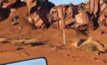  A screenshot from a video showing the damage to BHP's iron ore train