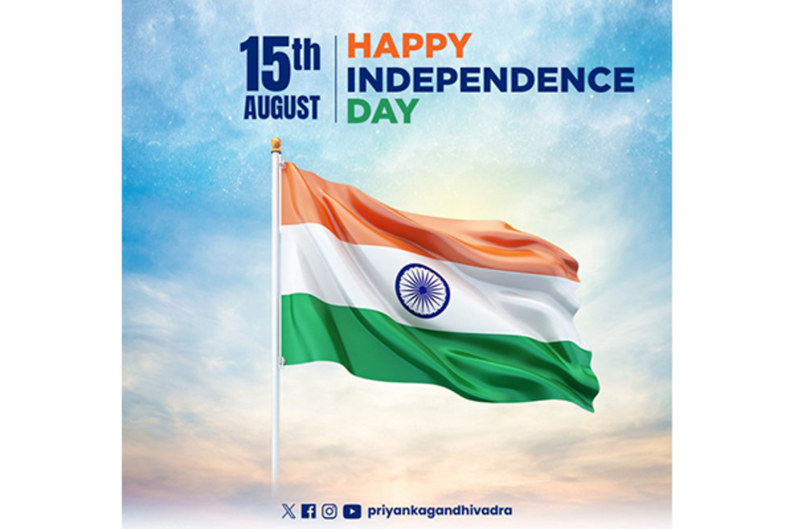 "Jai Hind! Jai Bharat!": Priyanka Gandhi Vadra extends Independence Day greetings