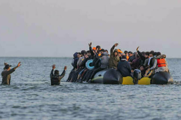 French police entering the sea with knives to tackle illegal migration