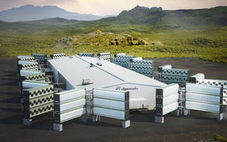 Artists rendering of the new Mammoth negative emissions plant. Credit: Climeworks