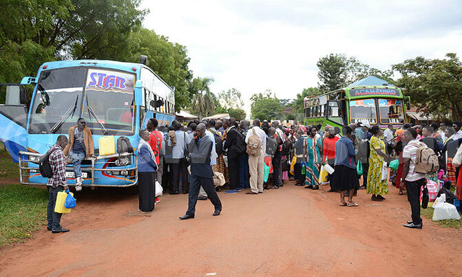 Buses ferry pilgrims from Lira to Kampala Buses ferry pilgrims from Lira to Kampala