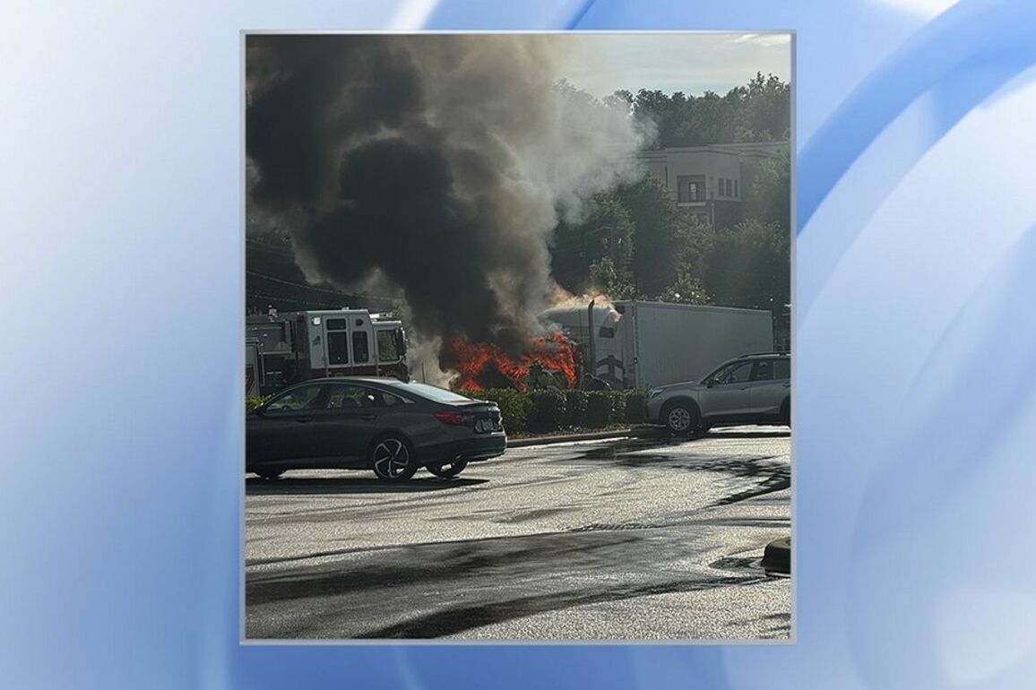 Tractor trailer caught fire at Raleigh Trader Joe's parking lot, cause unknown