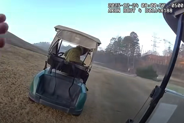 Bodycam video of Sandy Springs PD stopping golf cart escape on Christmas Eve
