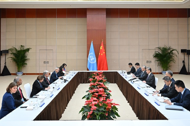 (SCO Tianjin Summit) CHINA-TIANJIN-WANG YI-UN CHIEF-MEETING (CN)