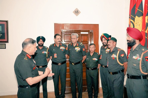 Army Chief General Upendra Dwivedi interacts with newly appointed Command Saubedar Majors