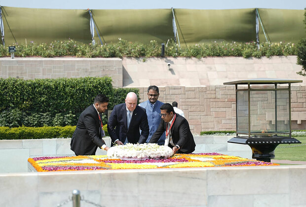 New Zealand PM Christopher Luxon pays tribute to Mahatma Gandhi at Rajghat