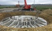  The first version of the precast foundation from Anker Foundations showing the individual foundation ribs where they are inserted into the foundation pit