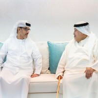 Hazza bin Zayed visits Saeed bin Tahnoon bin Mohammed, exchanges Ramadan greetings
