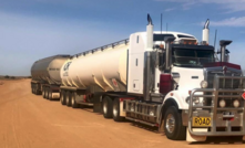  Road train arrives to collect crude produced from Bass Oil's Cooper Basin assets.