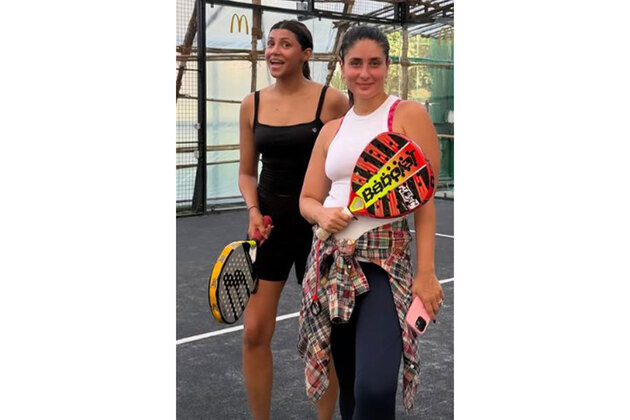 "Never say never": Kareena Kapoor Khan tries her hand at paddle ball game