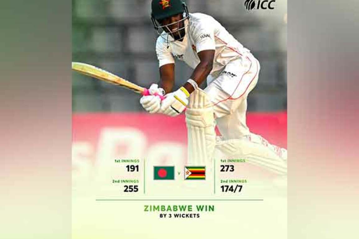 Muzarabani shines as Zimbabwe beat Bangladesh by 3 wickets in first Test