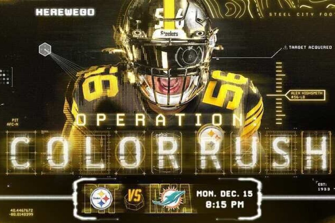 Steelers will wear Color Rush uniforms vs. Dolphins
