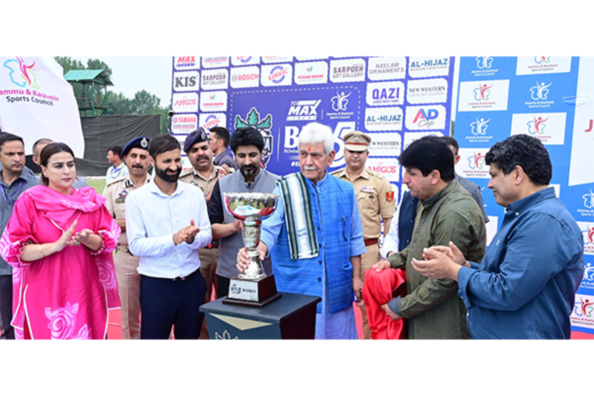 J&K LG Manoj Sinha unveils trophy for Bijbehara Premier League in Anantnag