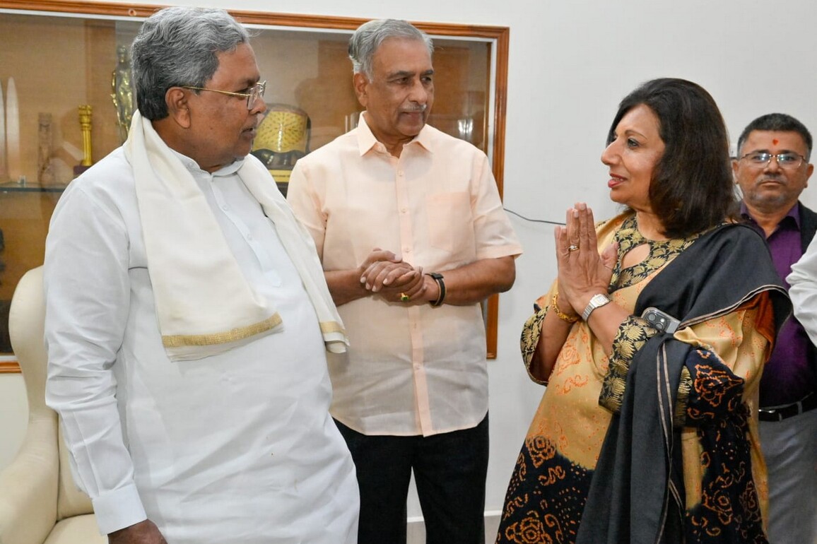 Biocon chief Kiran Mazumdar-Shaw meets Karnataka CM Siddaramaiah
