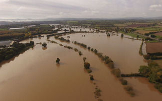 Large areas of farmland have been left underwater owing to recent floods
