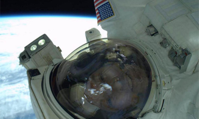 NASA astronaut shares spacewalk selfie NASA astronaut shares spacewalk selfie