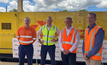 Aurizon CEO Andrew Harding at the launch with Mick de Brenni, Queensland Minister for Energy, Renewables and Hydrogen; Steven Miles,  Deputy Premier, Minister for State Development, Infrastructure, Local Government and Anglo American’s business in Australia CEO Tyler Mitchelson.