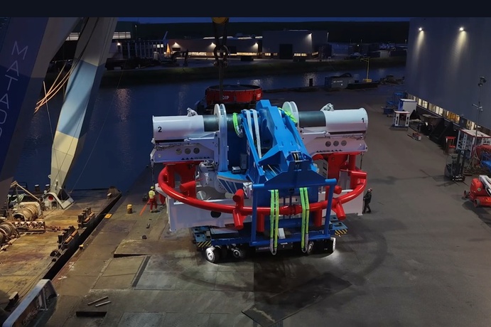 IQIP’s new FPUT3500 being loaded out for deployment at the Inch Cape Offshore Wind Farm in the Scottish North Sea