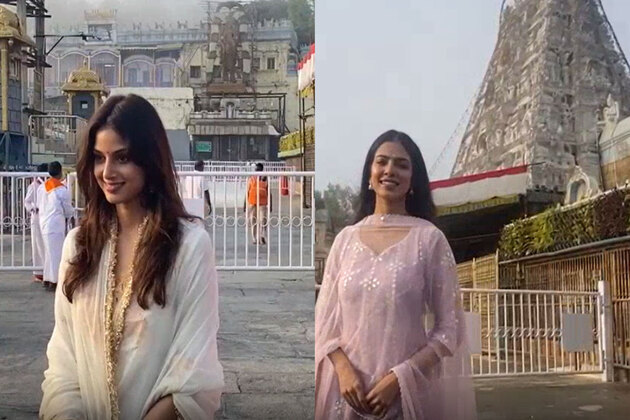 Harnaaz Sandhu, Malavika Mohanan visit Tirumala temple
