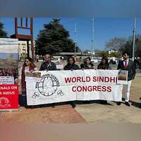 Geneva: World Sindhi Congress protests over illegal canals on Indus River at UN Human Rights Council session