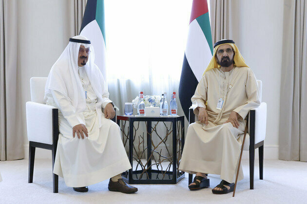 Mohammed bin Rashid meets with Kuwait's Prime Minister at WGS, discusses growing relations