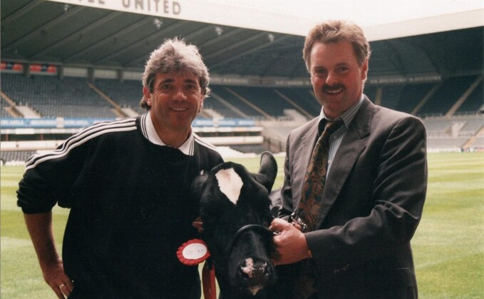 Former Newcastle United manager Kevin 'King Kev' Keegan with Northumberland farmer Bruce Jobson in the 1990s. Bruce's son Ryan said his father 'gave his all' to both football and farming.