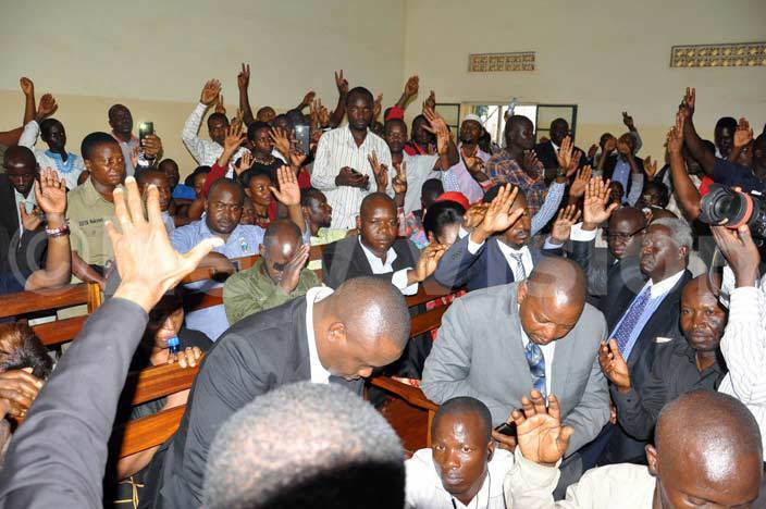  supporters praying in akindye ourt but  were released on court bail  hoto by rancis morut