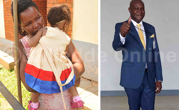 Ainambabazi n'omwana ku kkooti ku Lwokusatu. Ku ddyo, ye Gideon Onyango omubaka wa Samia Bugwe North mu palamenti eyagaana okulabirira omwana gwe yazaala mu muwala. Ainambabazi n'omwana ku kkooti ku Lwokusatu. Ku ddyo, ye Gideon Onyango omubaka wa Samia Bugwe North mu palamenti eyagaana okulabirira omwana gwe yazaala mu muwala.