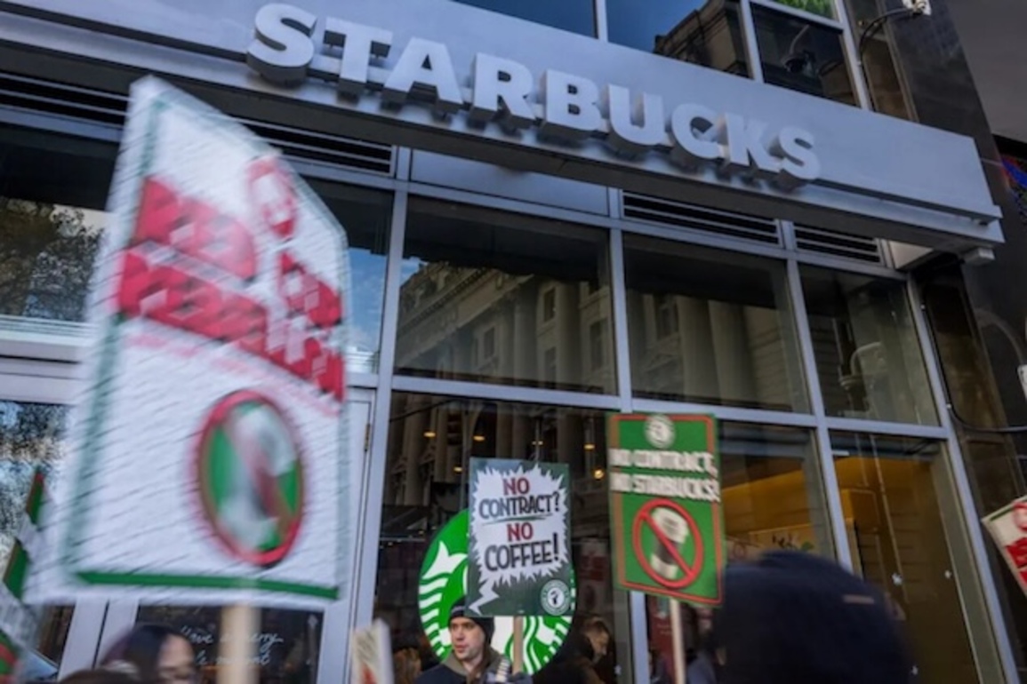 U.S. Starbucks workers down tools in sites nationwide