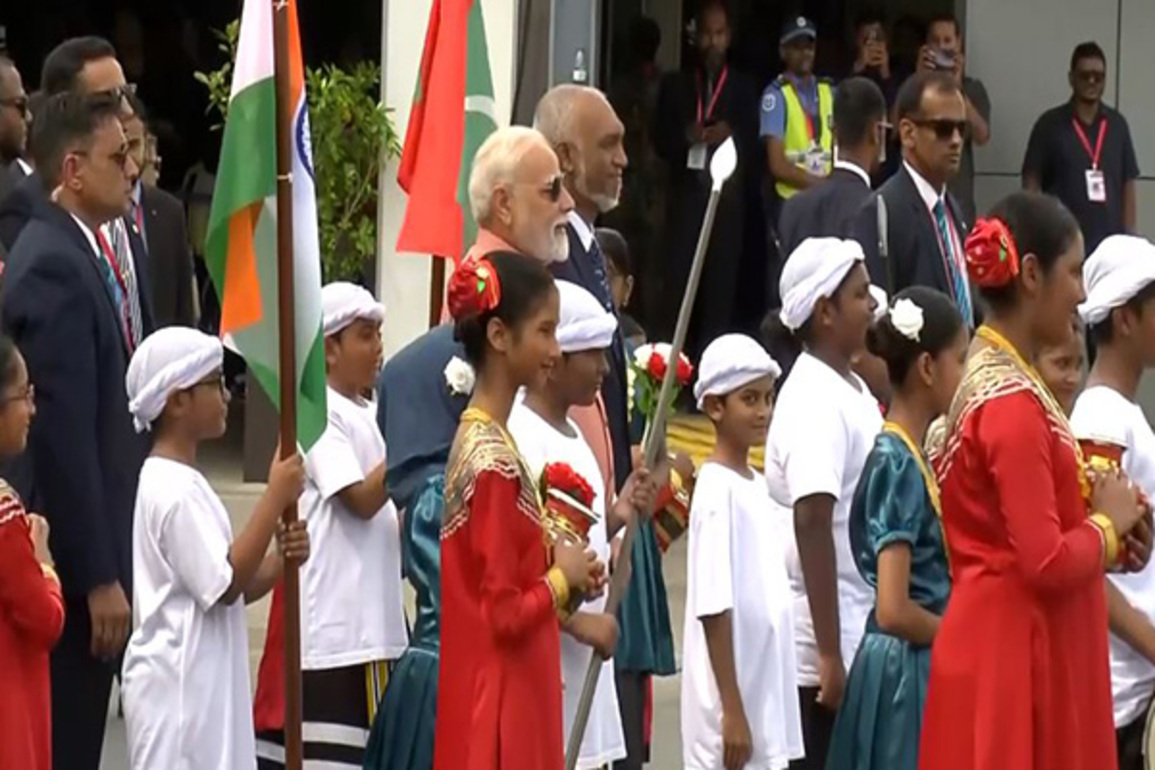PM Modi welcomed with fervour in Male, as India-Maldives mark 60 years of ties