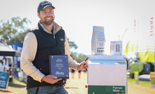 Loam Bio mechanical engineer, Andrew Godwin, accepts the Henty Machine of the Year award for the FurrowMate. 