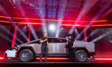  Tesla chief designer Franz von Holzhausen (left) and CEO Elon Musk at an event in Texas on Friday