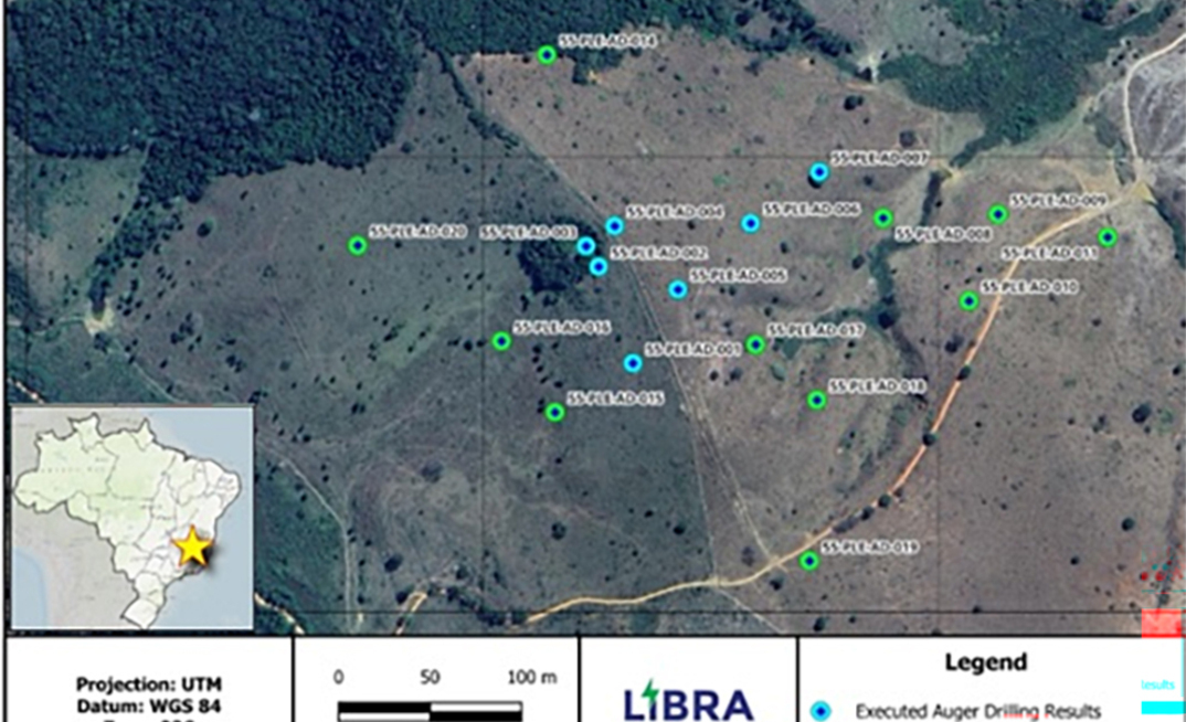 Mapa de sondagem no projeto de terras raras Penélope