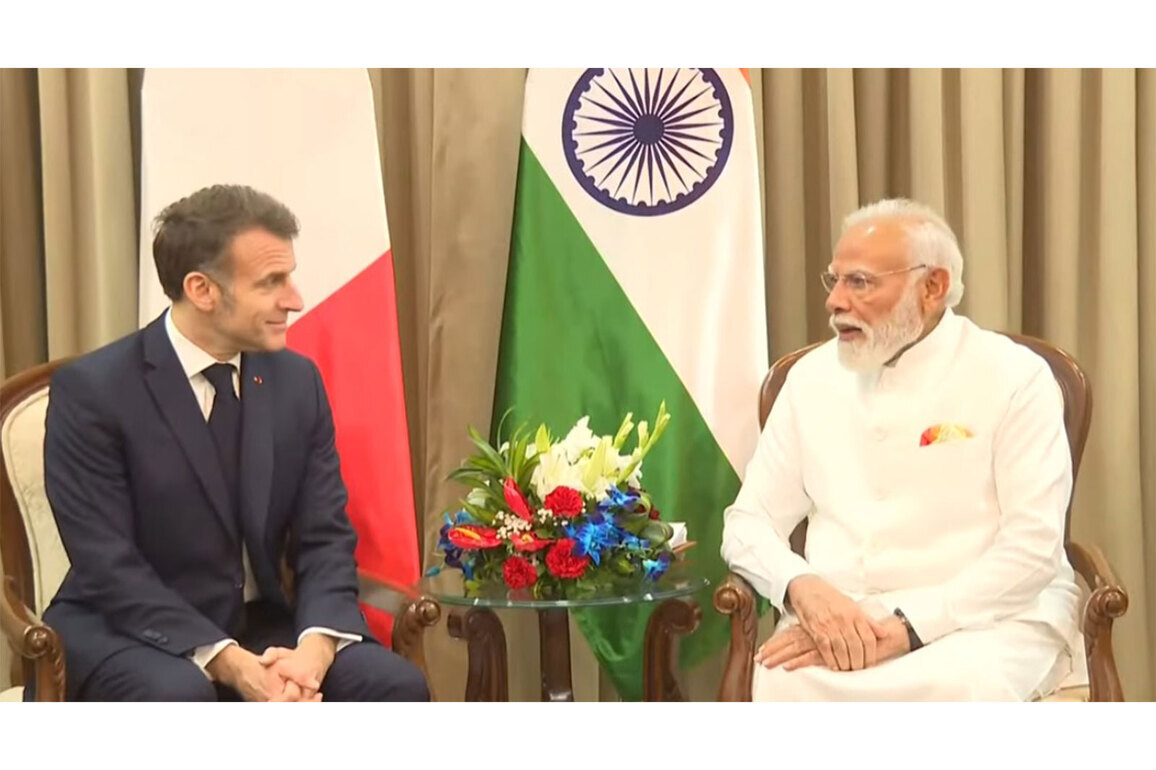 PM Modi holds bilateral talks with French President Macron at Maharashtra Lok Bhavan in Mumbai