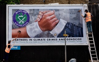 'Partners in climate crimes': Billboards call out Wimbledon for partnership with Barclays
