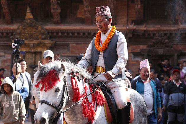 Kaji Saheb tours ancient Lalitpur in vermillion and garlands as Nepal marks annual "Ghode Jatra"