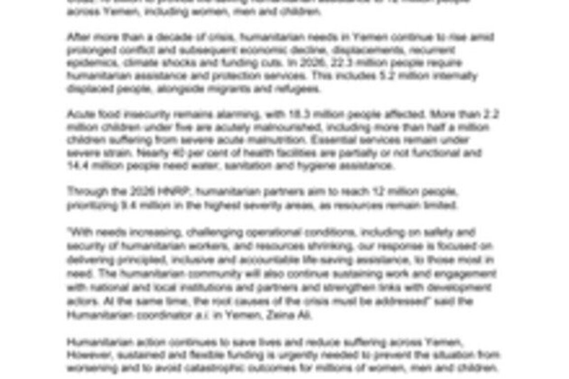 Aid agencies appeal for $2.16 billion as Yemen humanitarian crisis deepens