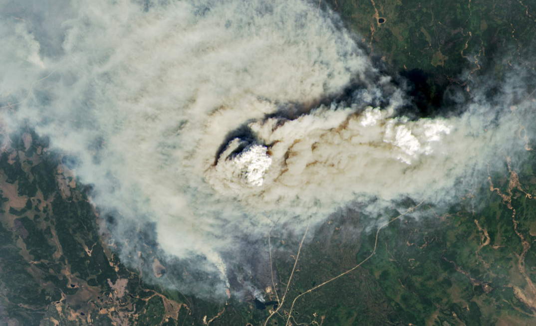 Smoke billowing from the Shoe fire in Saskatchewan, Canada, on May 10, 2025