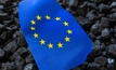 European Union flag against the background of coal